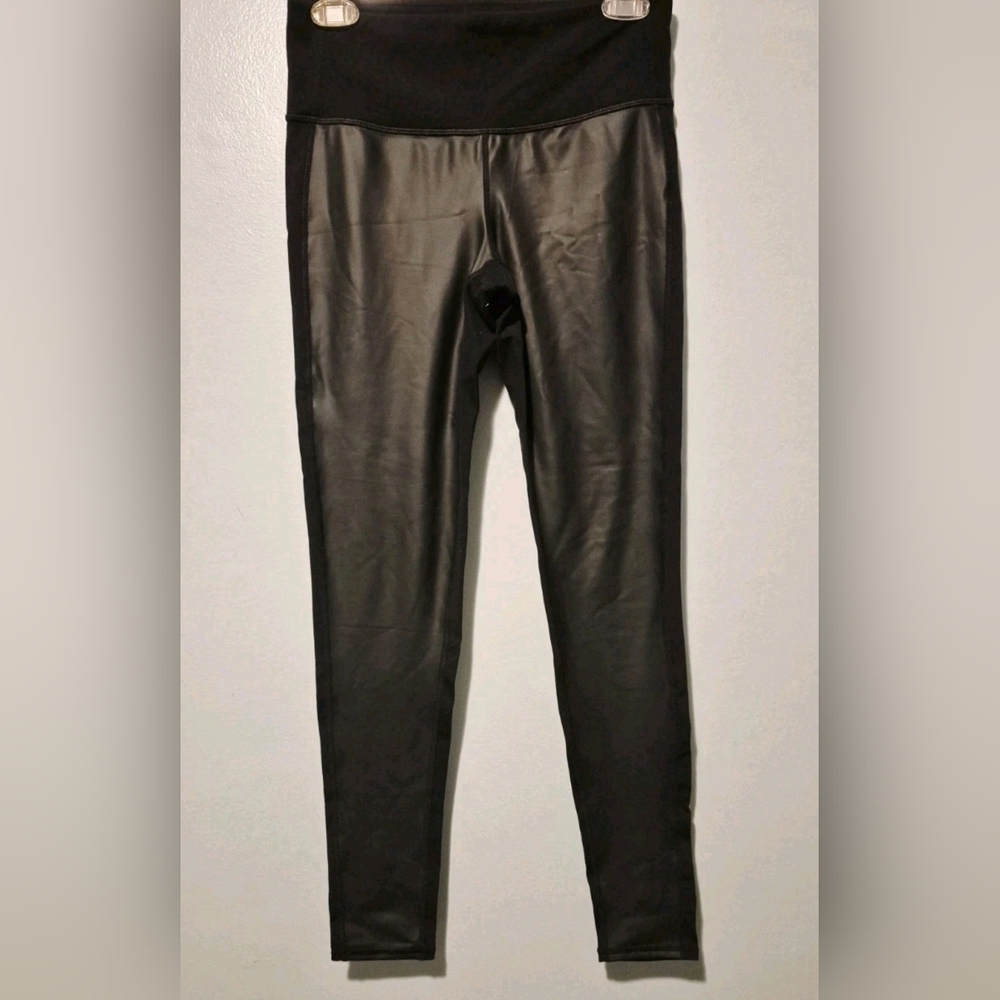Athleta Black Faux Leather Front Leggings Women's Size Small